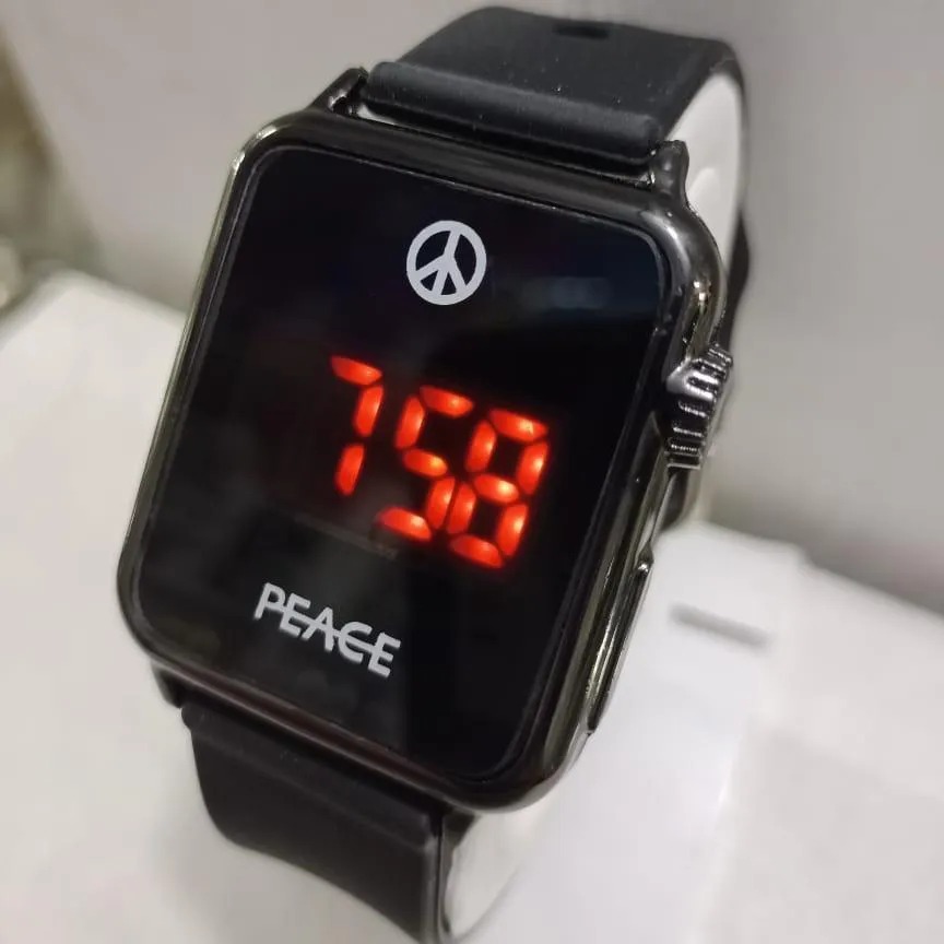 fc418b588c49ba2441e84c47ee6ce444 PEACE Minimalist LED Digital Watch – Sleek Noir Aesthetic with Red Glow Display, Premium Silicone Strap & Zen-Inspired S - Image 2