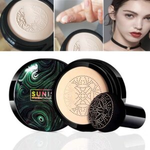 SUNISA Waterproof Mushroom Head Air Cushion Foundation – BB & CC Cream With Moisturizing Liquid Base And Sponge Applicat