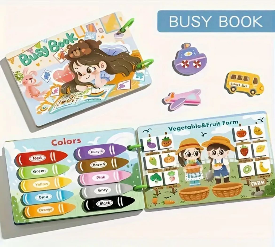 febd756a36bf342679eae628a4d2512e Montessori Quiet Busy Book for Toddlers – 12 Theme Educational Learning Activity Book for Kids | Early Development Toy - Image 3