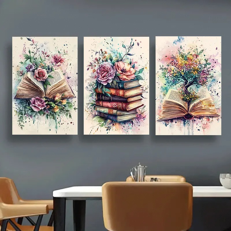 ff050ffedb0b0aa43bd952d07b146b31 Botanical Books – 3-Piece Watercolor Wall Art Set Celebrating Growth & Imagination (8x11 inch) - Image 2