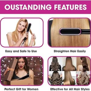 HQT-909B Electric Hair Straightening & Curling Comb/Brush - Dual-Purpose Professional Hair Styler, Non-Damaging Spli