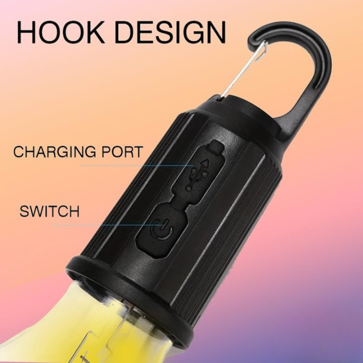imgi_118_51GOGe8L0FL_cleanup-1 Rechargeable Portable LED Camping Lantern, Tent Lamp with Clip Hook, Essentials Tent Accessories Emergency Camping Light - Image 2