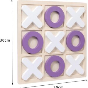 Wooden Tic-Tac-Toe Board Game – Classic XO Strategy Game for Kids, Toddlers, Preschoolers & Adults – Educational, Du