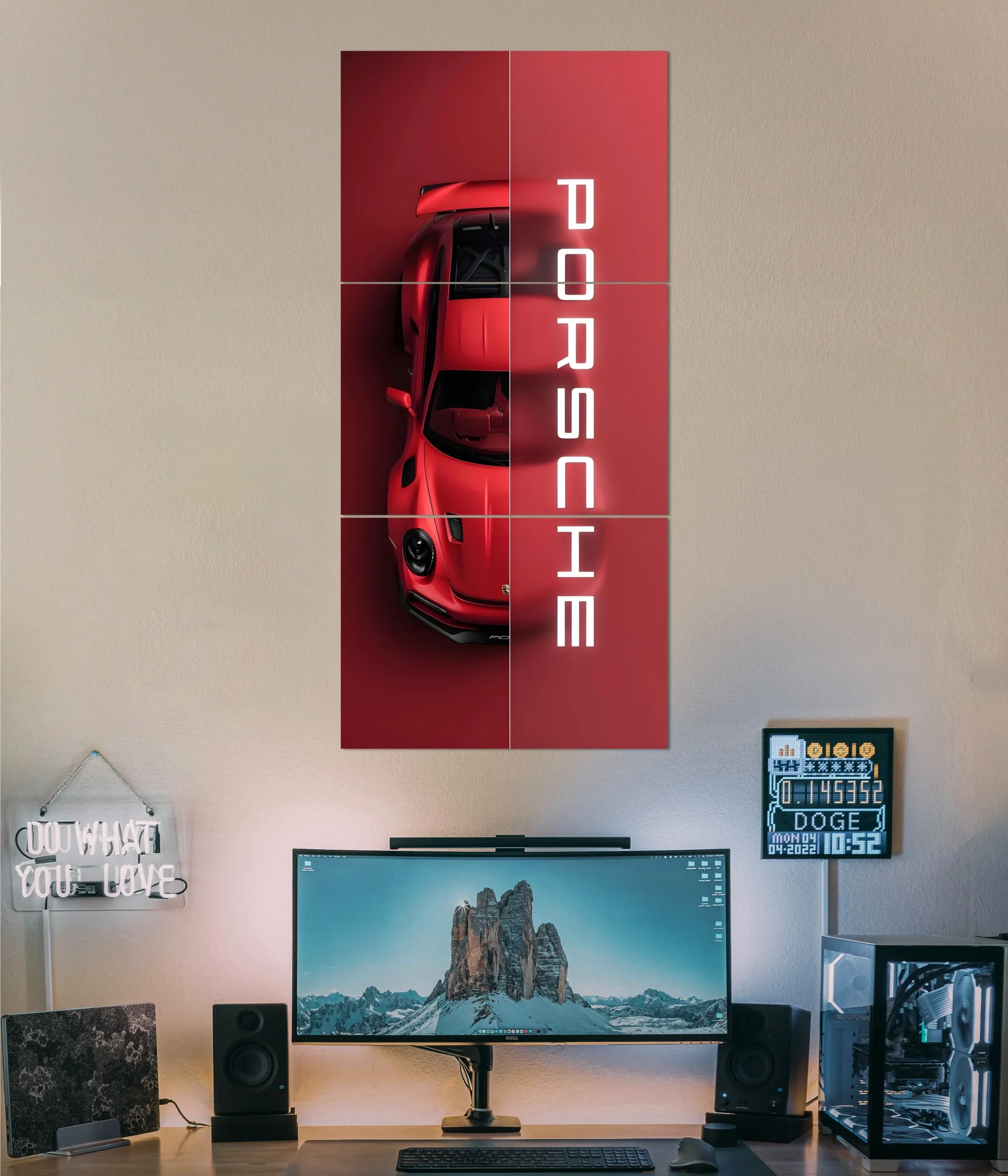 imgi_167_Porsche_Precision_Vertical_Car_Split_Poster_Main_Image Set of 4 Car Design Sticky Photo Tiles – Wall Frames for Home & Office Decor