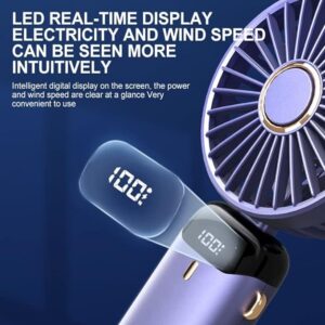 LED Digital Display Rechargeable Fan with USB Cable – Portable Mini Cooling Fan with Adjustable Speed, Battery Indicator
