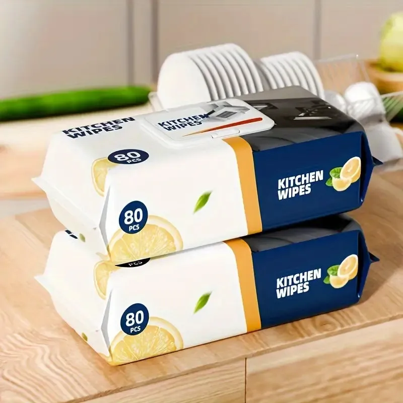imgi_18_f0a14e8e-5237-451e-9b13-c76e875d37f1 Kitchen Wipes – Pack of 80 Pieces, Multipurpose Cleaning Wipes for Home and Kitchen Use -Soft and durable material for e - Image 2
