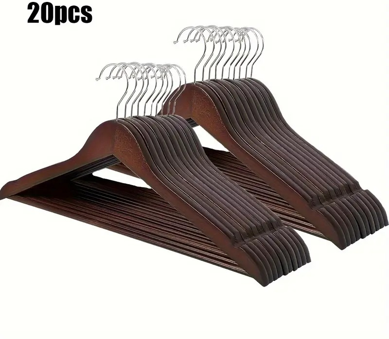imgi_22_be94ca3e-1d32-4c1f-b8f9-4c467fad6253-1 Premium Wooden Hangers – Pack of 20 Durable Slim Hangers with Pants Bar – Smooth Finish for Closet Organization (Brown &