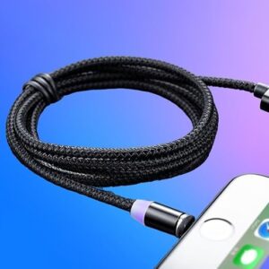3-in-1 Magnetic Fast Charging Cable | Micro USB, Type-C & iPhone | 360° Rotation | LED | 3A | Nylon Braided | Magnet