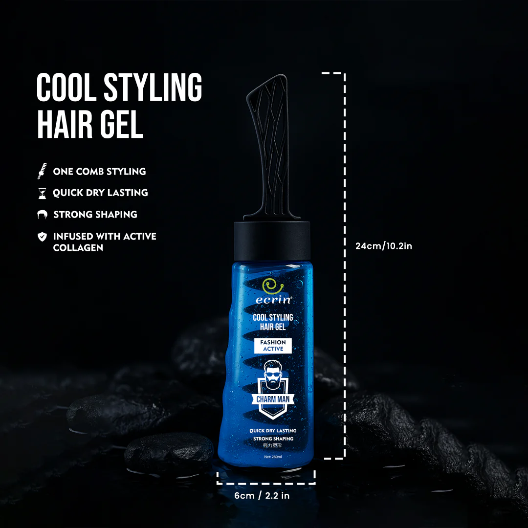 imgi_32_76EDEA5E-F93F-497D-AA5C-F91F80888524 ECRIN Cool Styling Hair Gel with Active Collagen | Strong Hold, No Flakes, Nourishing Formula for All Hair Types, Daily - Image 3