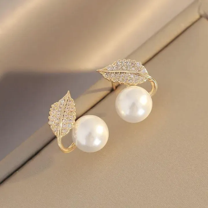 imgi_3_S3a2c364ff7ca44c9b1ab4842d94e888cI.jpg_720x720q80.jpg_ Leaf Pearl Earrings - Classy and Feminine Jewelry for Daily & Party Wear - Studs For Girls And Womens