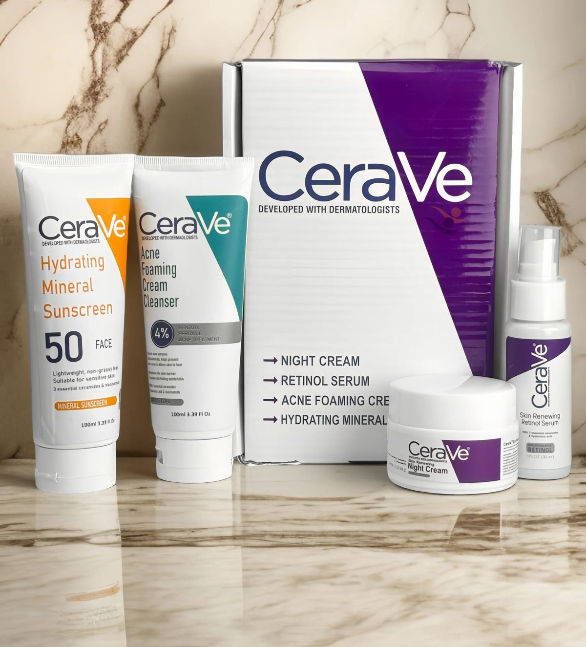 imgi_51_7e1346170b0f2d212accde29a3866500-1 Complete Skin Care Kit – Night Cream, Retinol Serum, Acne Foaming Cleanser & Hydrating Mineral Sunscreen