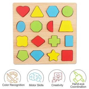 Colorful Geometric Shapes Wooden Cognitive Board Puzzle – Educational Learning Toy for Kids (1–3 Years, Safe & Durab