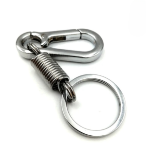 01 PCs Metallic Spring Hook Keychain – Strong Flexible Key Holder for Girls’ Bags & Boys | Matt Chrome Finish | Key-