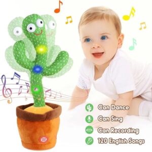 Rechargeable Cute Dancing Cactus Toy for Kids | Talking Dancing Shaking & Talk Back with Lights | Happy Birthday Gif