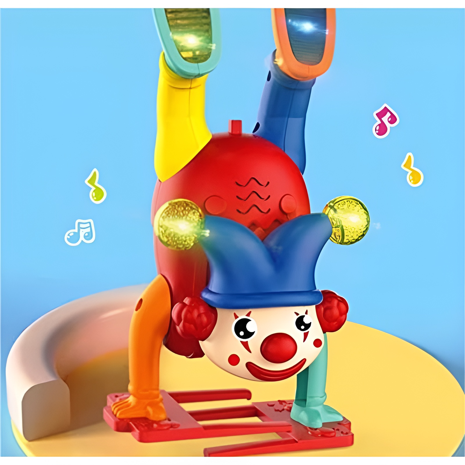 imgi_60_ad1674e4f2c4b93b0106192108335825-Picsart-AiImageEnhancer Electric Upside-Down Dancing Clown Toy with Music & Flashing Lights – Battery Operated, Multicolor, Fun Interactive - Image 3