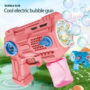 Children’s Handheld Porous Electric Bubble Gun with Lights & Music – Automatic Mess-Free Bubble Blower with Bottle F