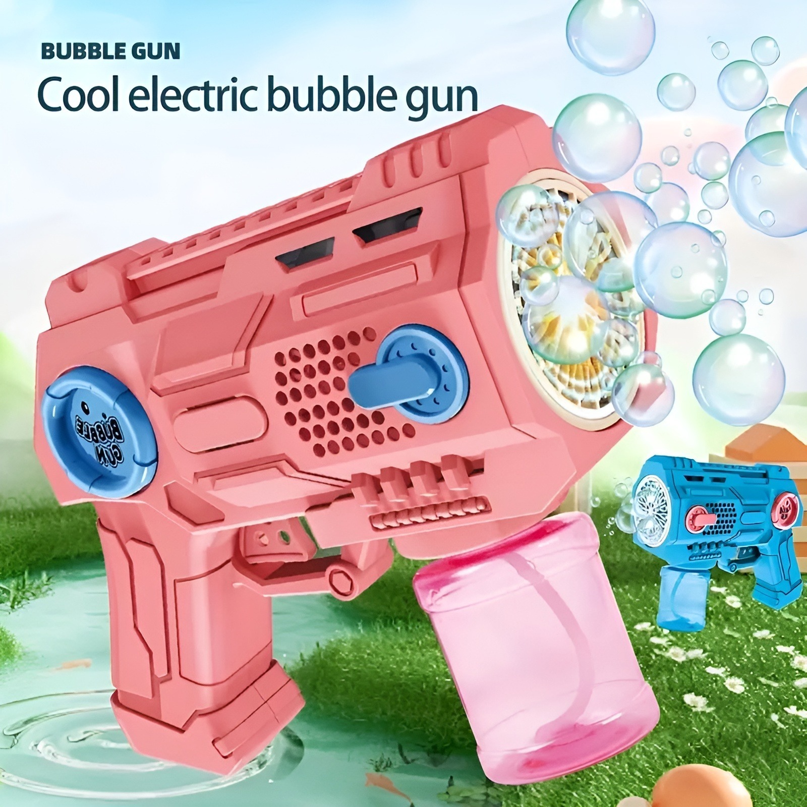 imgi_61_84cdb509e684d1ed451684092e102d18 Children’s Handheld Porous Electric Bubble Gun with Lights & Music – Automatic Mess-Free Bubble Blower with Bottle F