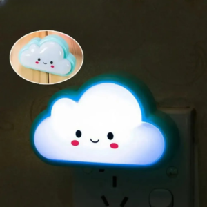 Smiley Cloud Plug-In LED Night Light – Soft Warm Glow Baby Lamp, Kids Night Light for Bedroom & Nursery (Random Colo