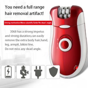 Kemei KM-3068 - Rechargeable 3-in-1 Epilator Hair Removal Device for Women – Electric Shaver & Trimmer Set with Mult