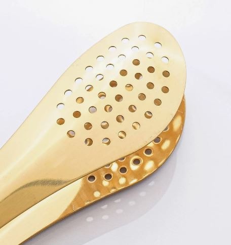 imgi_66_20b78b76e713bed211746669106170a7 Mini Stainless Steel Food Serving Tong – 6 Inch Strainer Tong with 28-Hole Flat Head for Salad, Ice Cubes, Pastries, Fry - Image 2