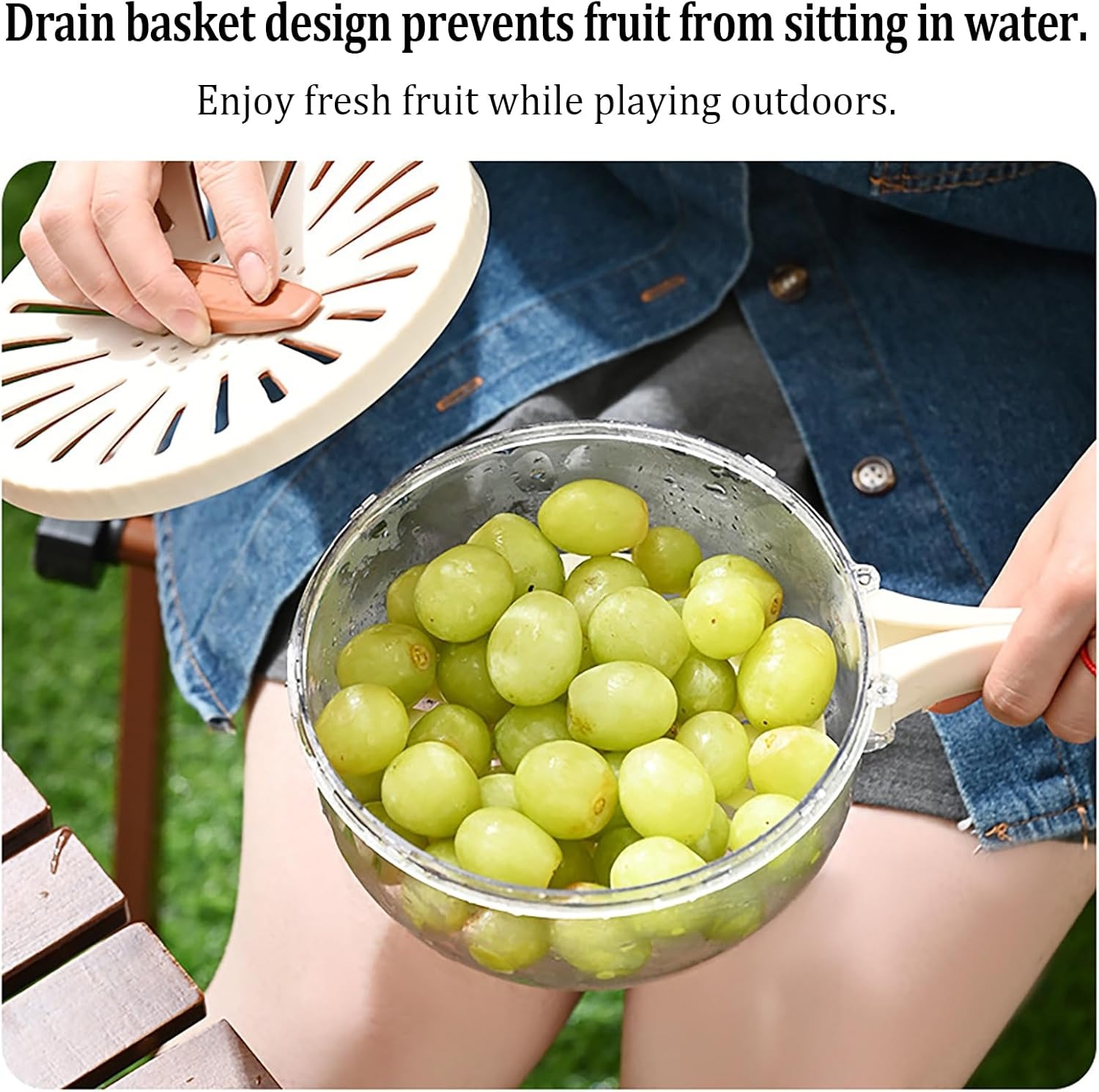 imgi_70_71Aj4jcd3dL._AC_SL1500_ Kitchen Fruit Drainage Basket with Lid – Multi functional Dual-Layer Bowl for Washing, Draining & Storing Fruits and - Image 3