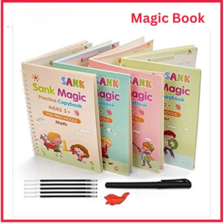 imgi_72_efd8c4611df2810f5a4327fb62aa475e_cleanup Set of 4 Sank Magic Learning Book with Magic Pen & 5 refills, Practice book For Montessori children Tracing Handwrit