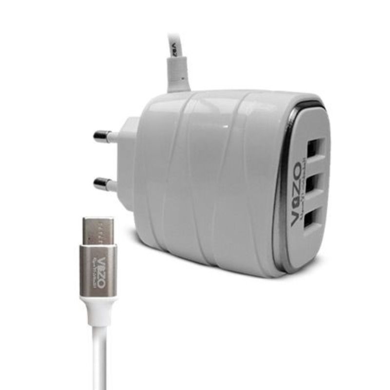 lg_n7h5QGBx28kTBE1vsDyv82OrznijP31QTKGxdvZT Vizo V16-Type-C – 4A Smart Fast Charger (3 USB Ports + Built-in Type-C Cable) | Best Quality Type-C Charger For Android - Image 3