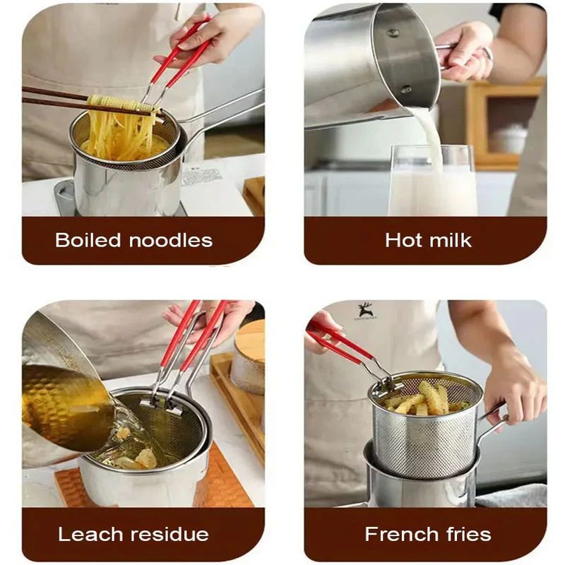 lg_xfyz7yJGwdJr1Wtn5YZP5THxhnBGq Stainless Steel Deep Fryer Pot with Strainer – Heavy-Duty Frying Pan for Home Kitchen Use – 1200ML Oil Capacity - Image 2