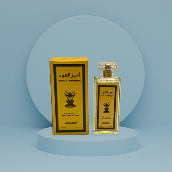 light-blue-background-designify Ameerul Oud Perfume – Long-Lasting Oriental Fragrance with Woody Men & Women - Image 2