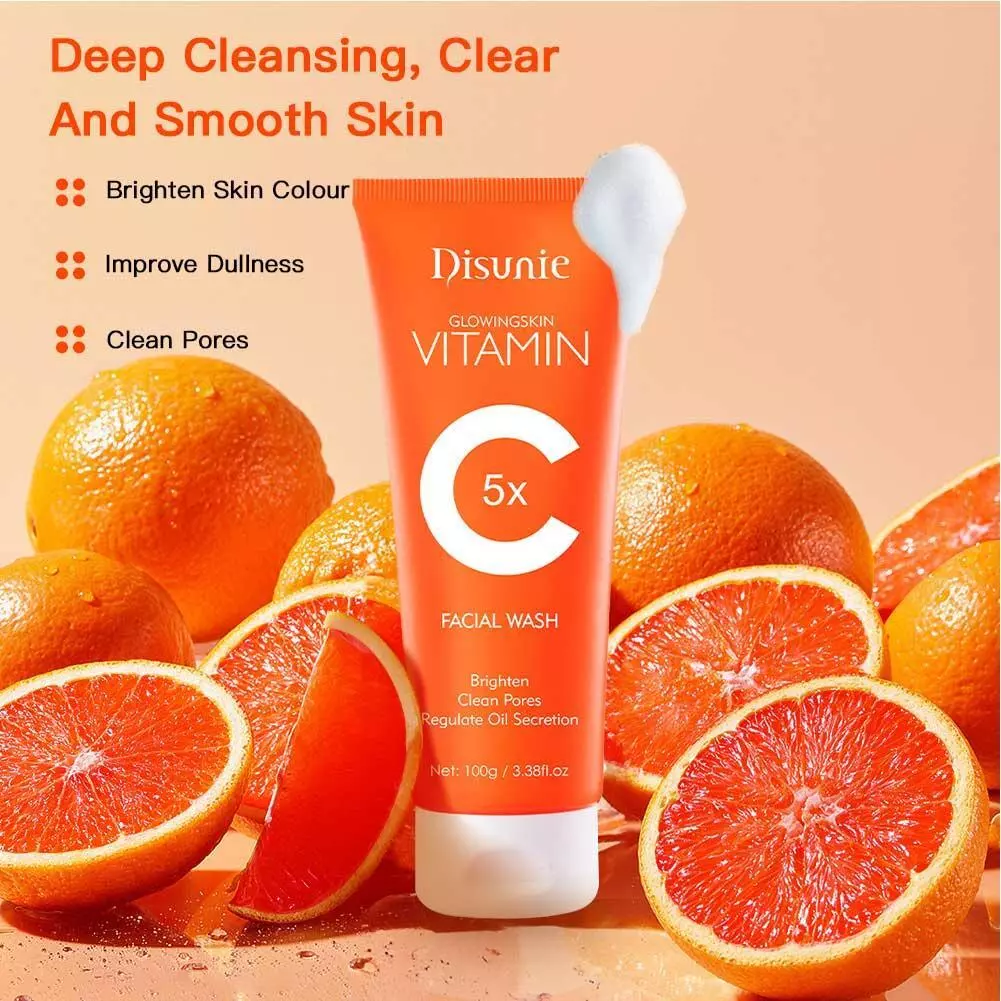 Disunie Vc Facial Wash Cleanser Oil Control Anti-acne Glowing Collagen Deep Clean | Disunie Glowing Skin Vitamin C Facia