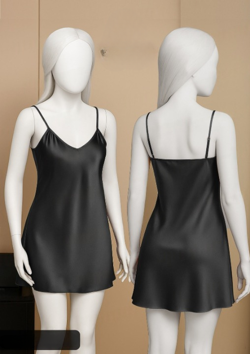 watermark-removal-manual_cleanup Satin Slip Dress – Sleeveless Camisole with Adjustable Thin Straps | Free Size - Image 5