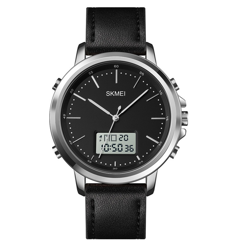 SKMEI Men's Fashion Digital Watch Analog Leather Multifunctional Waterproof Men's Watch 1652 | Skemi Men Digital Analog