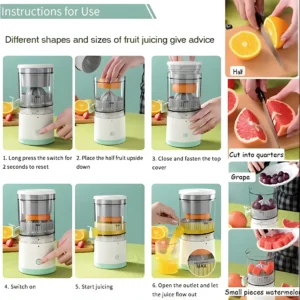 Portable Electric Citrus Juicer Hands-Free Rechargeable Orange Lemon Grapefruit Juicer Easy to Clean Juicer Machine | Or