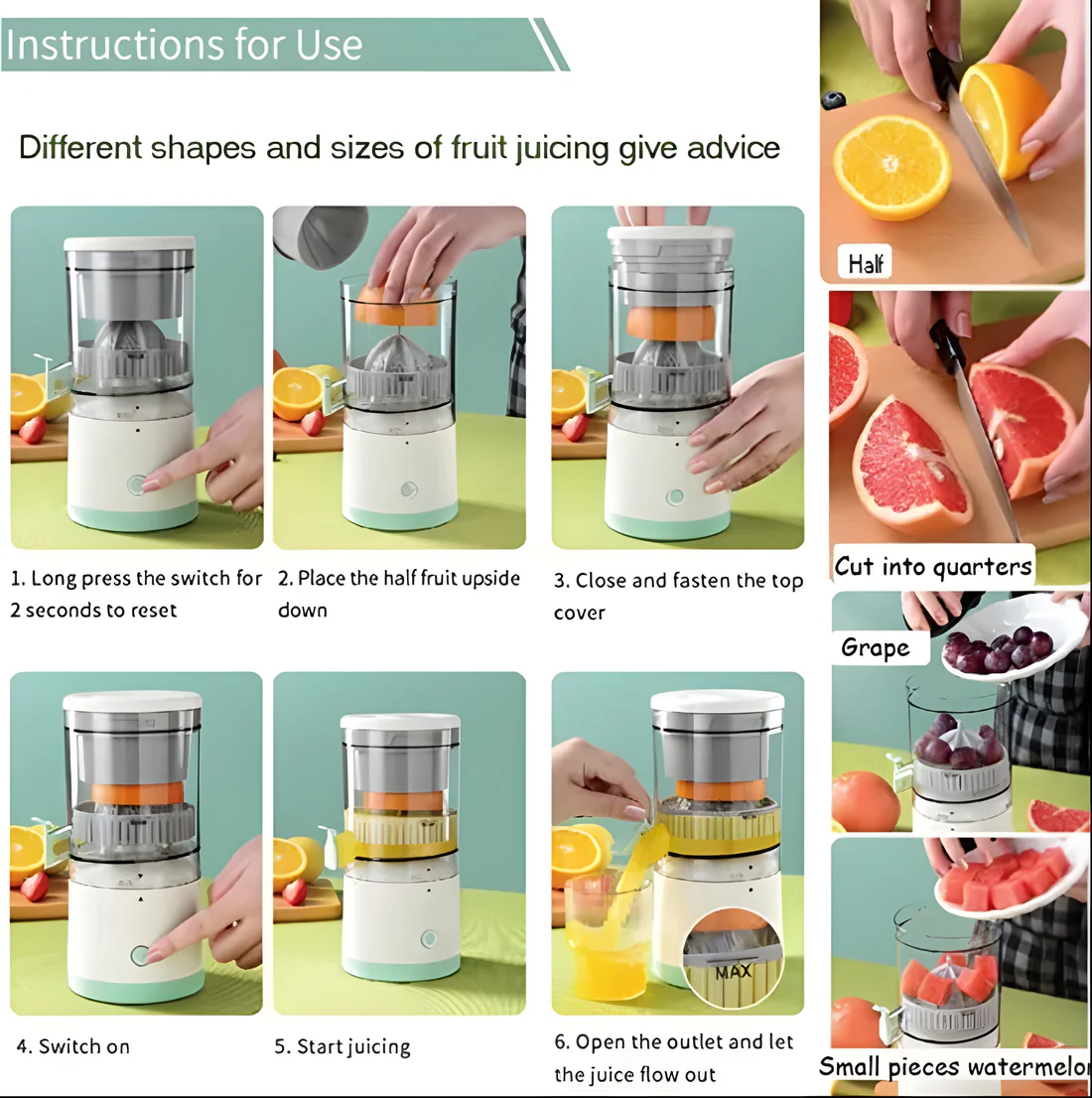 Portable Electric Citrus Juicer Hands-Free Rechargeable Orange Lemon Grapefruit Juicer Easy to Clean Juicer Machine | Or