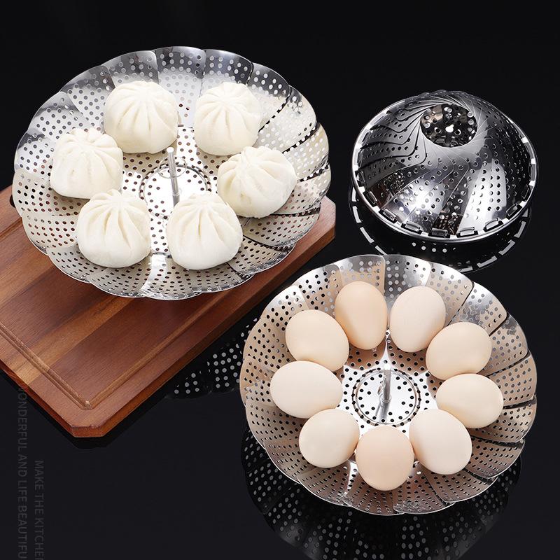 Stainless Steel Folding Vegetable Steamer Basket Stainless Steel Detachable Steaming Rack Steamer Tray for Kitchen Cookw