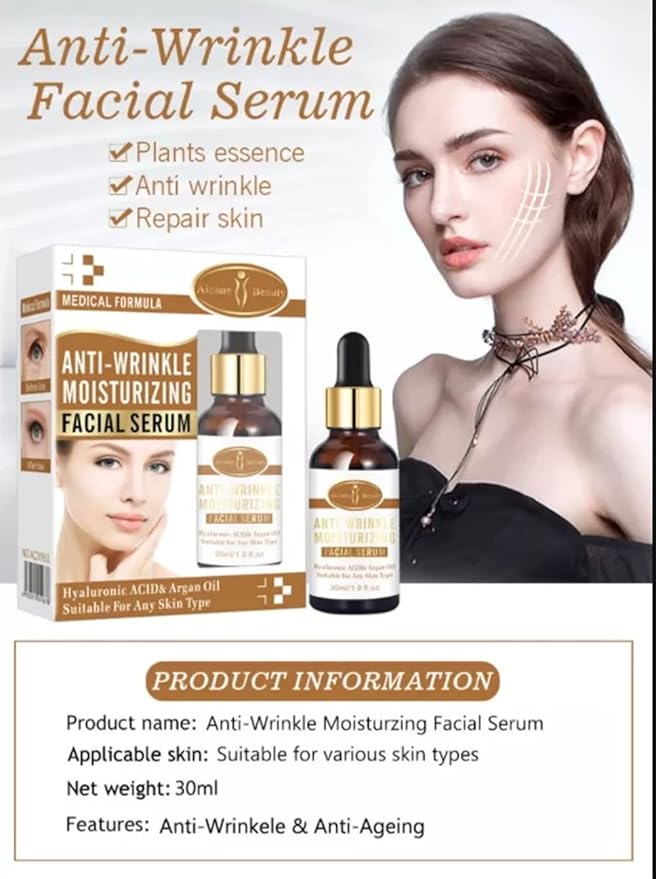 AICHUN BEAUTY Anti-Wrinkle Moisturizing Facial Serum Hyaluronic Acid Argan Oil | Suitable For Any Skin Type | 30ml | 1 f