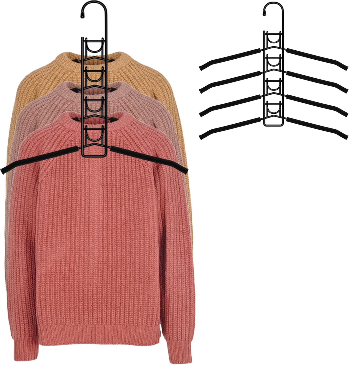 5 in 1 Hangers Space Saving, Heavy Duty Non-Slip Hangers with Padded Foam, Closet Organizer Multipurpose Hanger Organize