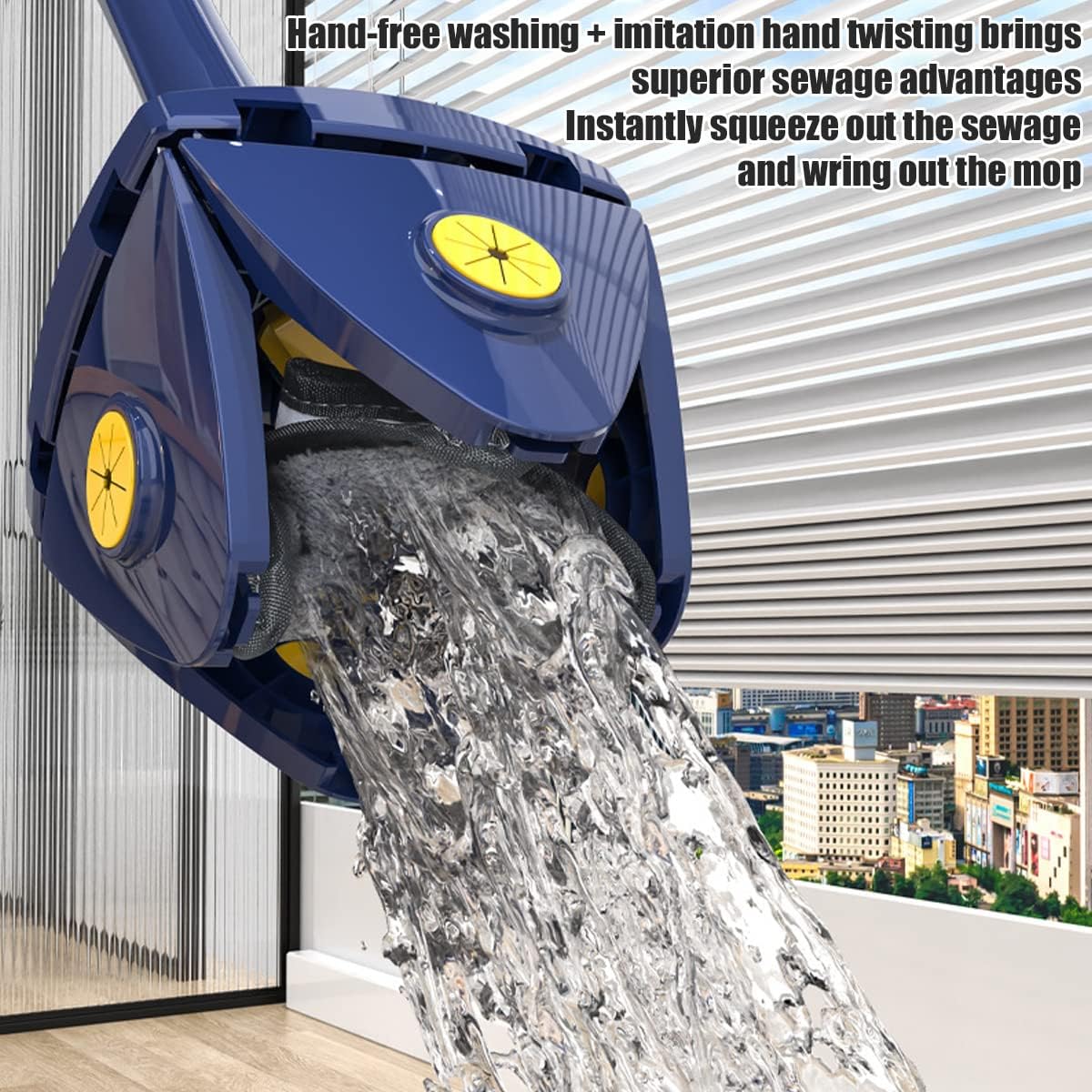 360° Rotatable 4 Leaf Clover Twist Water Auto Squeezes Mop Adjustable Corner Mop Self Squeezing Wringing Mop Multifuncti