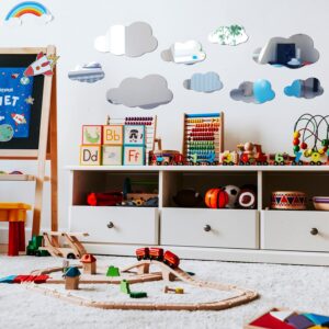 8 Pcs Acrylic Cloud Shape Mirror Wall Art Decor Cloud Mirror Stickers Decals for Kids Girls Bedroom Bathroom Playroom si