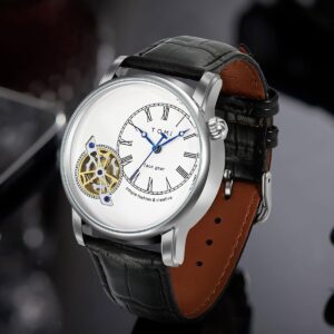 Men's Watch Analog Leather Wrist Watch β Elegant Quartz Watch with Double Strap & 3ATM Waterproof ( Random Color )