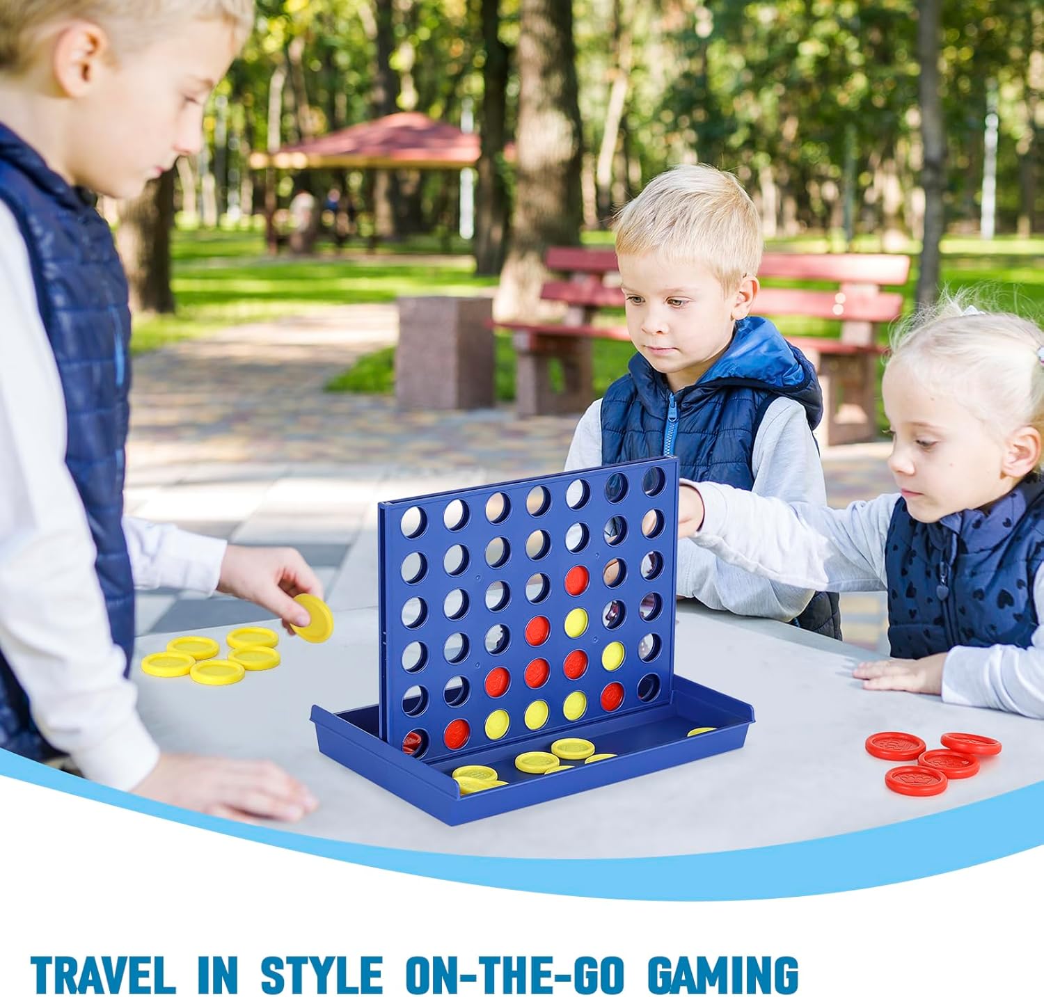 4 IN A ROW Board Game for Kids / Travel Board Game / Board Games Indoor & Outdoor, Perfect as a Party Game (random c
