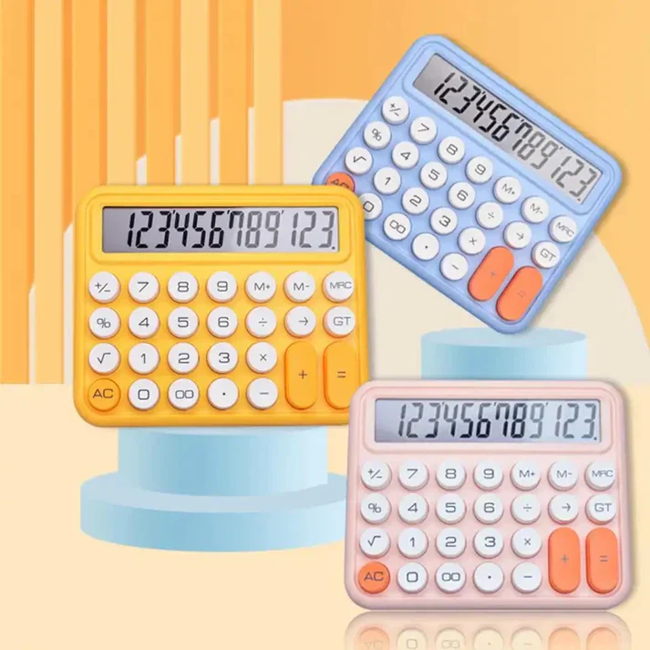 Calculator | Mechanical Buttons for Desktop financial accounting (random color)cell operated