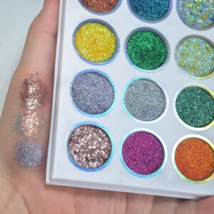 Glitter Butter Sparkle Eyeshadow Palette 9 in 1 Kit for Eye Makeup Shimmer Highlighter Metallic Eye Shadow, Rainbow Eyes