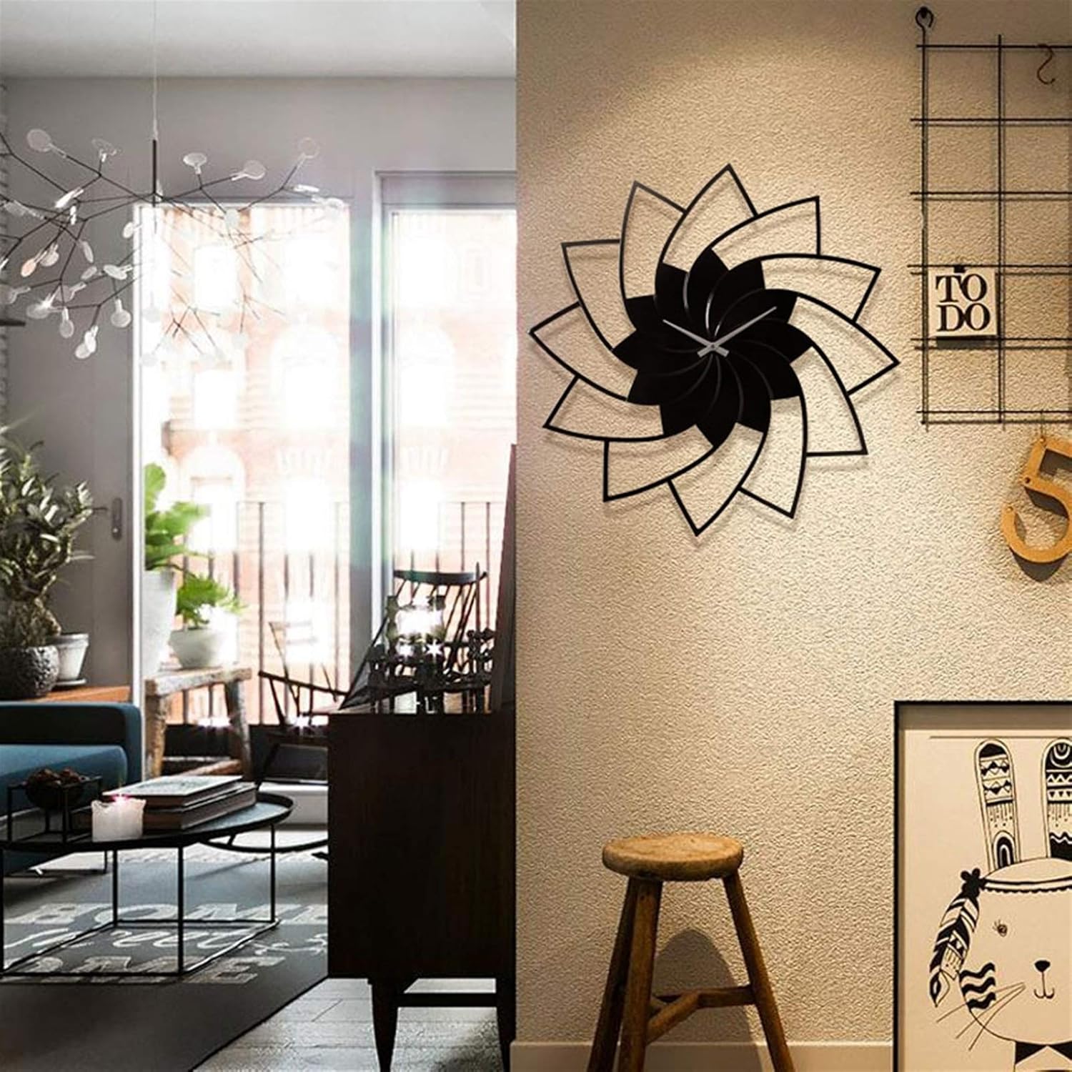 3D WOODEN FLORAL WALL CLOCK Modern Home Decorations for Living Room,Bedroom