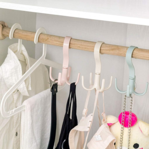 (1 piece) Multi-Purpose Hook Four-Claw Rotatable Coat Hooks Hanging Powerful Storage Rack House Kitchen Pot Pan Hanger S