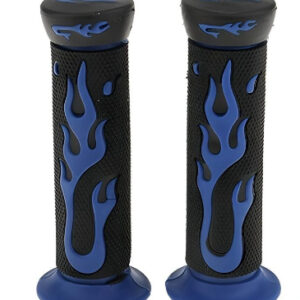 Universal Motorcycle Handlebar Grips 7/8" โ Skull Head Flame Rubber Hand Grips (Black/Blue, Black/Red)
