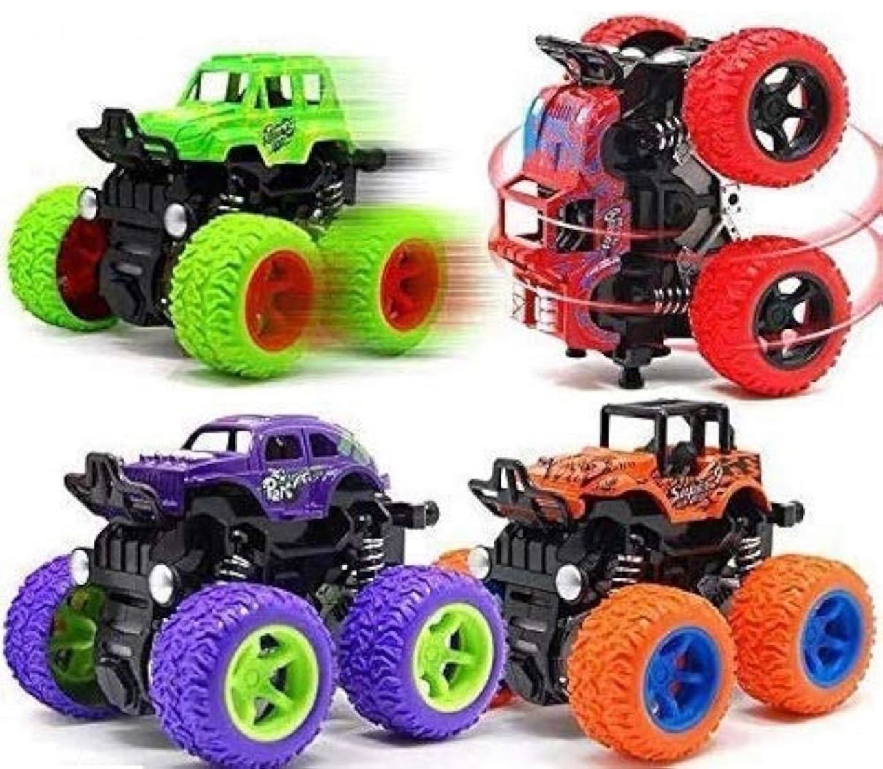 Monster Truck Toys Friction Push & Go High Speed Friction Vehicles for Kids