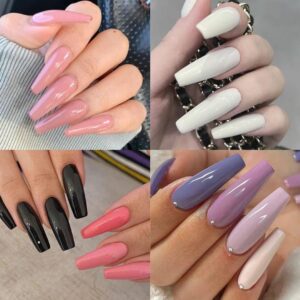 Pack of 144 Artificial Nails Without Nail Glue, Beautiful Fancy Fake Nails (Random color)