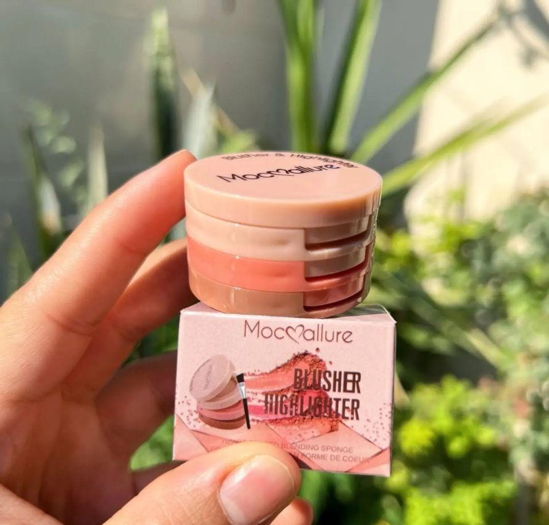 Mocallure 3 in 1 blusher highlighter kit Package Includes: 1 x Blusher Highlighter Kit Product Feature: Glowy, 2 in 1 (R
