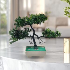 Pack Of 3 Bonsai Trees, ( Green, Yellow, Orange ) Room Decor Bonsai Tree for Home Bedroom Farmhouse Office Desk Decor, A